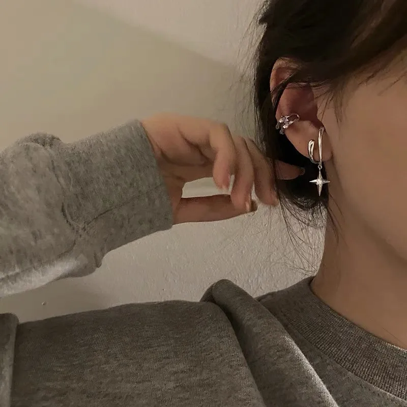 Personality Star Clip Earrings For Women Fashion Simple Cartilage No Piercing Ear Cuff Adjustable Jewelry Gift ear clip earrings,clip earrings,ear clip,ear accessories