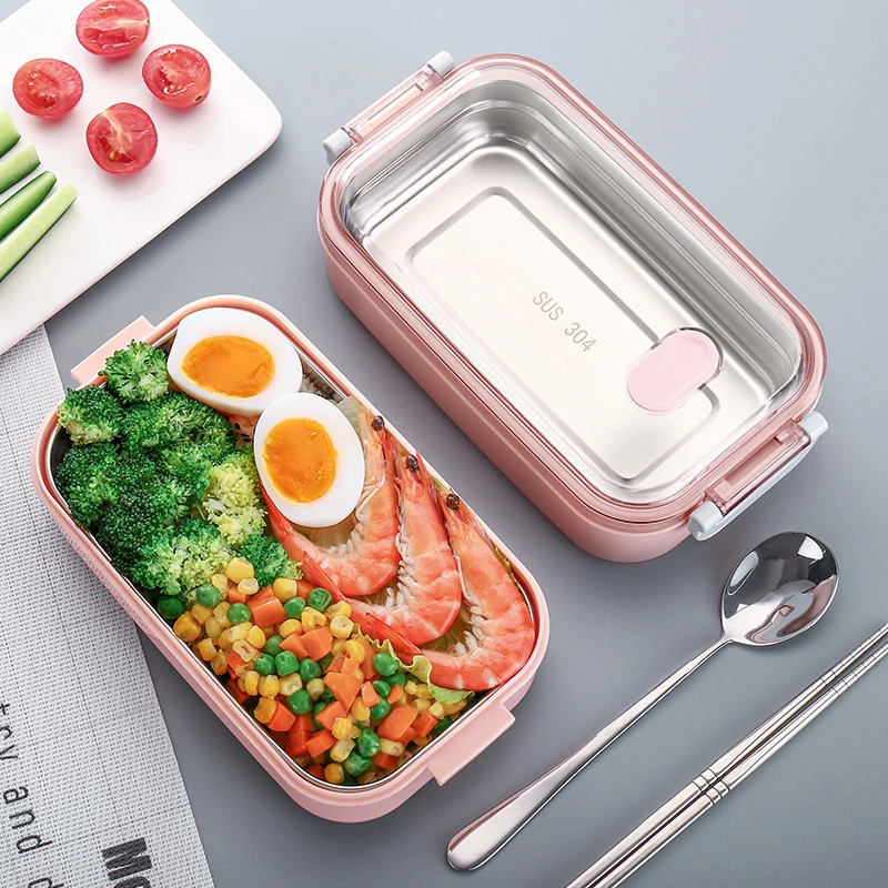 1/2 слой из нержавеющей стали Ланч-контейнеры Bento Box для взрослых и детей металлический Ланч-бокс с сумкой для обеда и мыть в посудомоечной машине