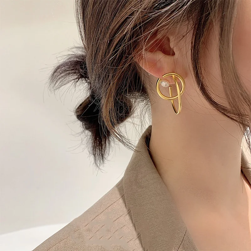 Корея дизайн серьги-кольца с крестиком для женщин Мода Bijoux имитация жемчуга буклы d oreille femme