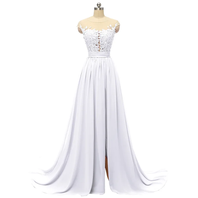 Robe De Soiree Формальное длинное вечернее платье для выпускного бала без рукавов с открытой спиной сексуальное шифоновое кружевное женское платье для свадьбы Вечерние