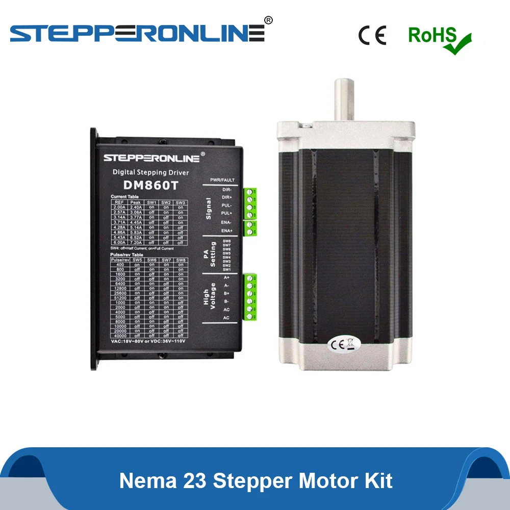 

1 Axis Nema 34 CNC Kit 13.0Nm- DM860T Digital Stepper Driver 2.4-7.2A 18-80VAC or 36-110VDC + 86 x 150mm Stepper Motor