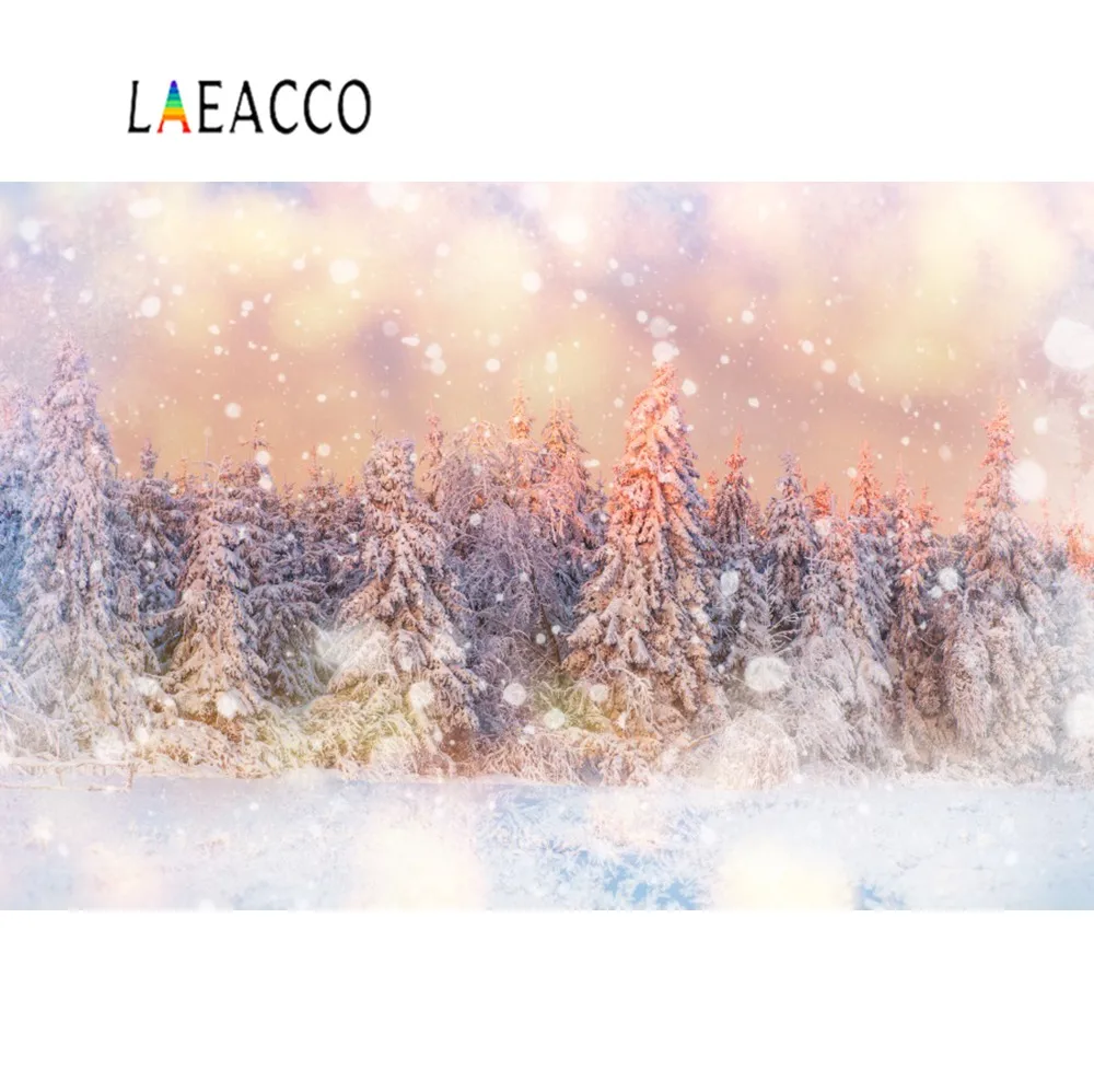 Laeacco Фотофон Зимний снег Снежинка сосна сон мир Детские живописные фотографии фоны фотостудия фотосессия