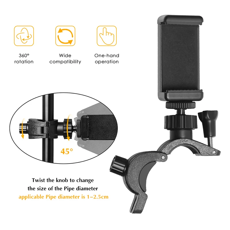 Description Picture 3 of itemSH Universal Moblie Phone Clip Bracket Holder Mount Tripod Monopod Stand for Smartphone Ring Light Youtube Camera Video