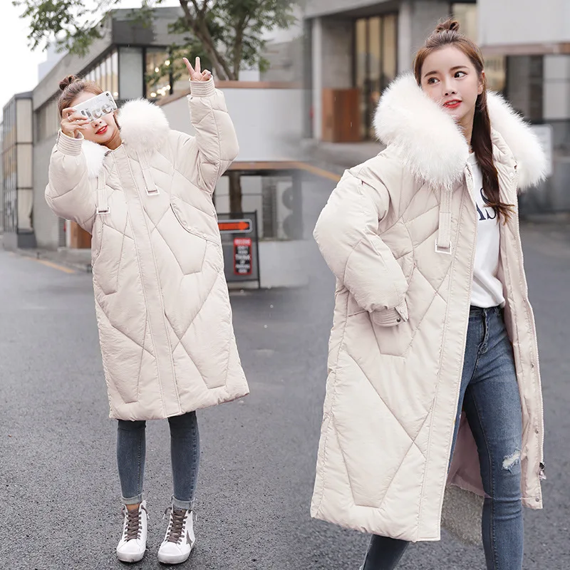 Зимняя куртка Для женщин Ins модная одежда, длинное пальто для девочек одежда из хлопка в новая Корейская версия