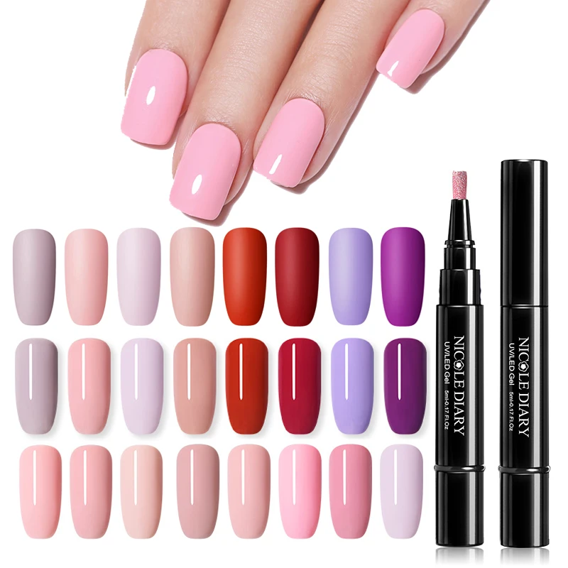 

NICOLE DIARY One Step Gel Polish Nail Varnish Pen 3 In 1 Nail Art Color Gel Nail Color Matte Top Coat Soak Off Nail Art Gel