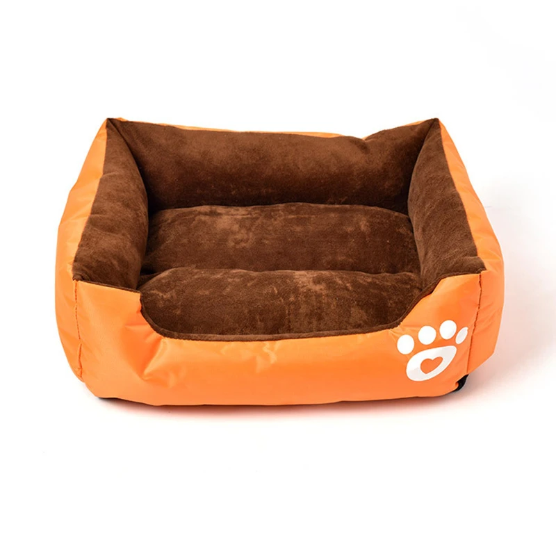 S/M/L Available On Both sides Pet Sofa Dog Beds Waterproof Non-slip Bottom Soft Flannel Warm 4 Seasons Universal Cat Bed House - Цвет: Orange kennel cat