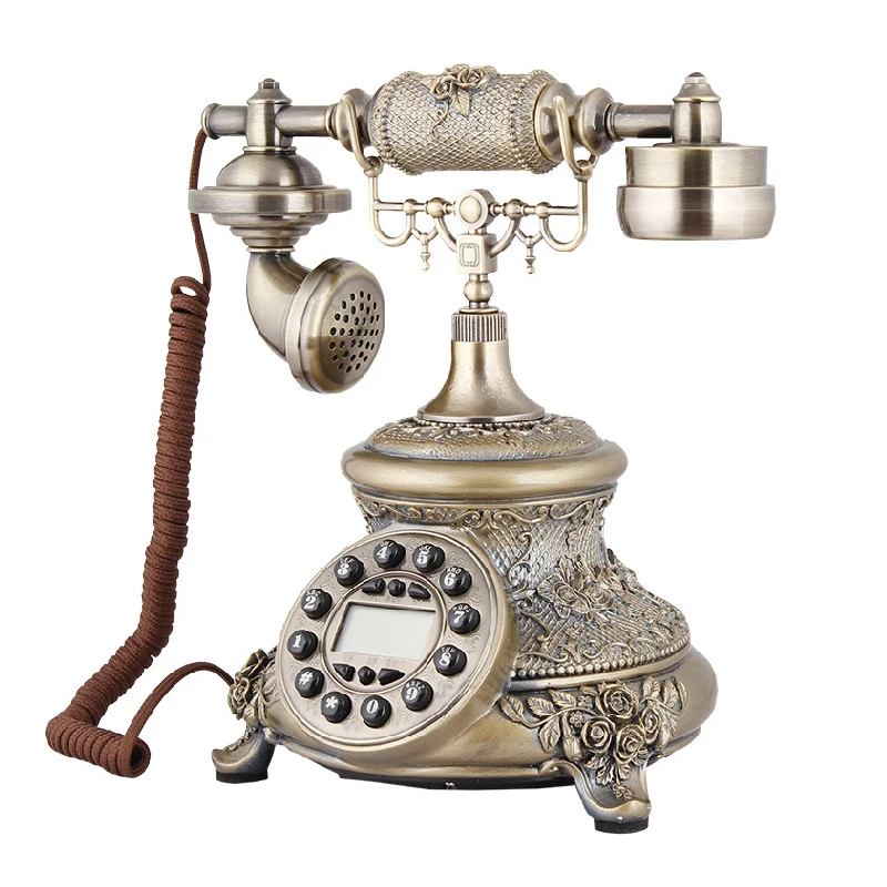 Corded Telephone Bronze Antique Telephone for Home and Office Decorative Landline Phones for Gift Classic Old Fashion Phone 2
