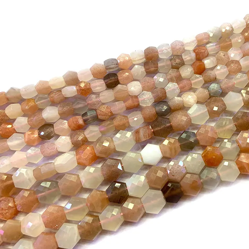 

4-6 мм бусины из натурального солнечного камня шестигранные геометрические формы DIY свободные каменные бусины для изготовления ювелирных изделий Аксессуары для женщин подарок