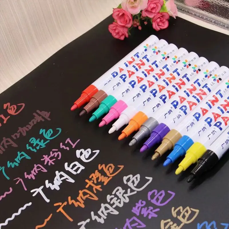 

Color Paint Marker Pen Set Tire Tread Rubber Paint Metal Face Paint Marker Pen Color Marker Office And School Supplies Brush