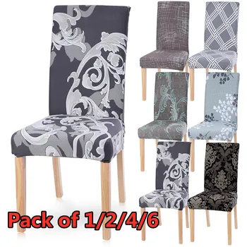 

1/2/4/6pcs Chair Cover Printed Cover Seat Chair Covers Universal Protector Seat Slipcovers Hotel Banquet Home Wedding Decoration