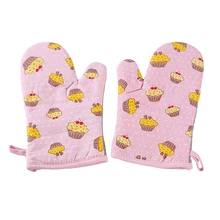 Пара толстых изолированных кухонные прихватки для духовки с милым мультяшным принтом кухонные перчатки для выпечки барбекю