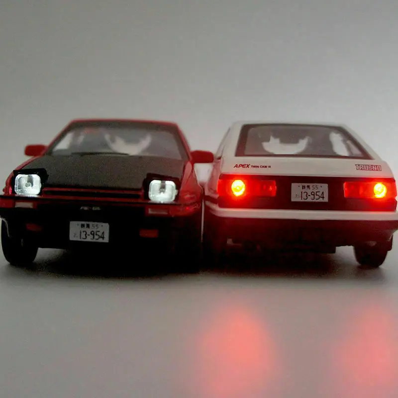 Miniauto 1/28 начальный D Toyota TRUENO AE86 литой автомобиль модель Мини Сплав автомобиль игрушки w/звук и свет