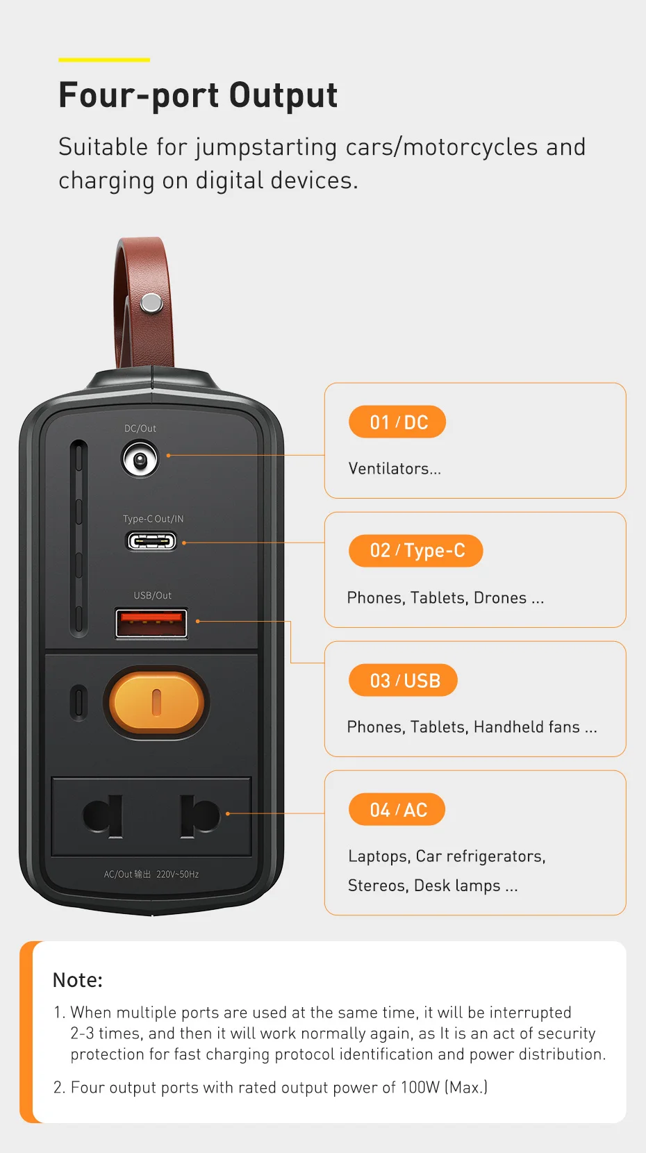 Baseus Démarreur transportable  de voiture 16000 mAh 100Watt-5