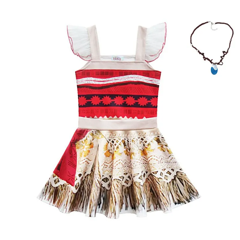 INLOVILL Moana Adventure/наряд для девочек; Летнее нарядное платье Vaiana; детская одежда для дня рождения; комплект с платьем принцессы - Цвет: Moana Dress B set