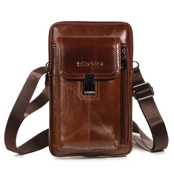 

Genuine Leather Men's Belt Bag Designer Waist Fanny Packs For 7 Inch Phone Small Messenger Shoulder Bag Male Money Pouch Travel