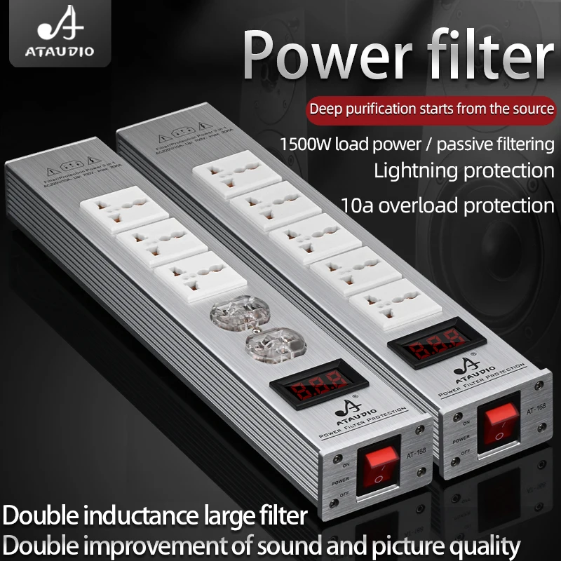 Tomada Universal de Alta Fidelidade Filtro de Energia Áudio 220v 10a Eua Plug Saída Áudio Purificador Proteção contra Raios ac - Image 4