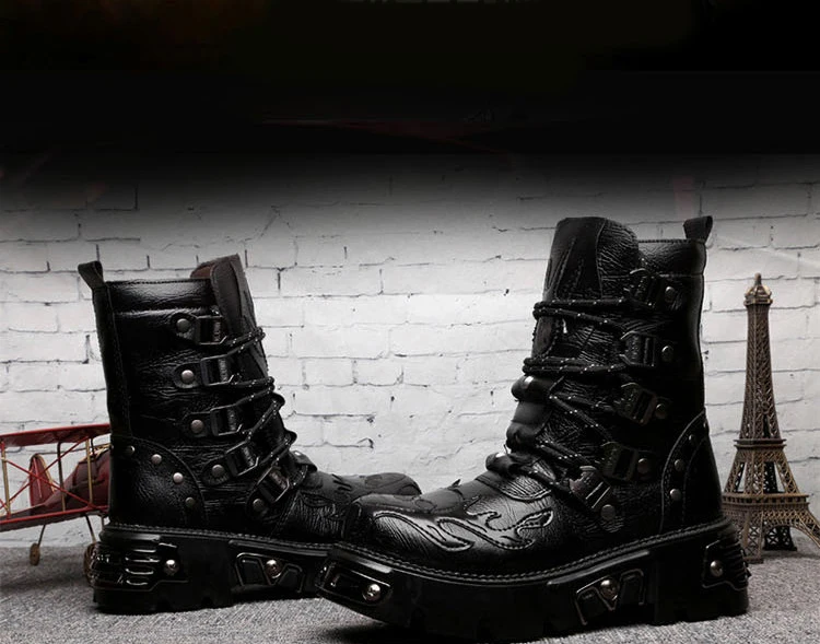 Готические мужские черные ботинки martin из натуральной кожи с круглым носком в стиле панк-рок; мотоботы в стиле милитари; красивые армейские ботинки; обувь в готическом стиле