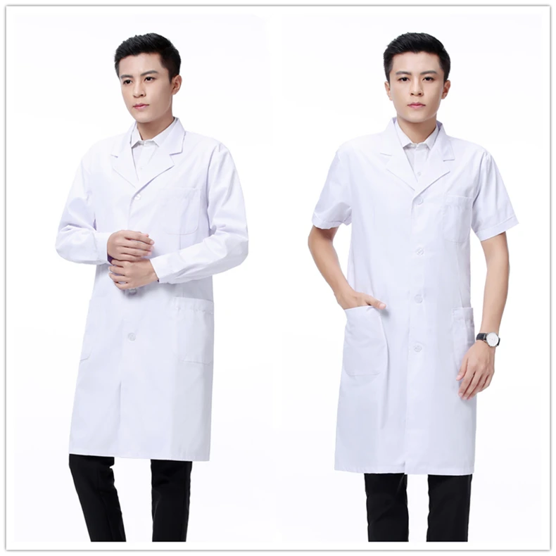 Белое пальто с длинным рукавом, для мужчин и женщин, тонкое, для медсестры, короткий рукав, летнее, для доктора, белое пальто, изолирующая одежда, половина рукава