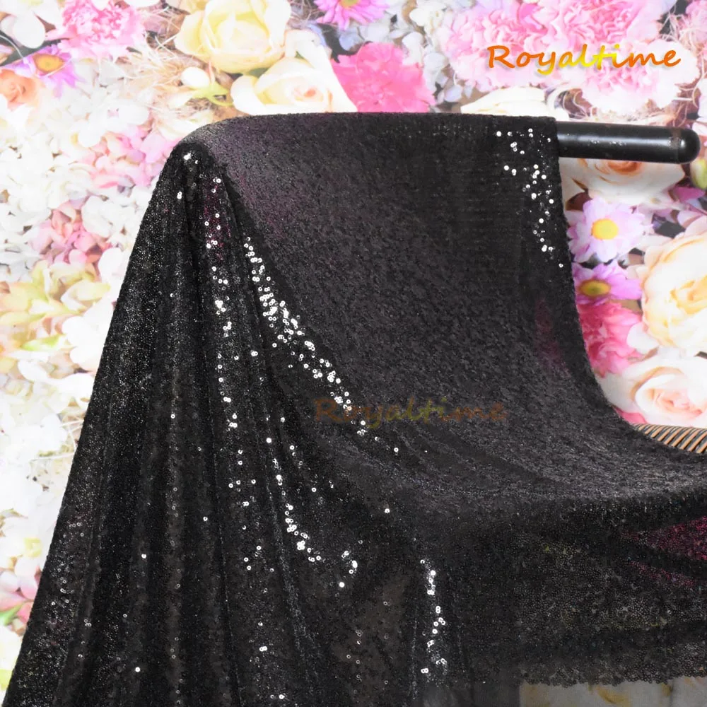 Royaltime Shimmer Black Sequin Fabric By The 0.5 Yard Two Way Stretch Embroidered Mesh African Lace for Dress Sewing | Дом и сад