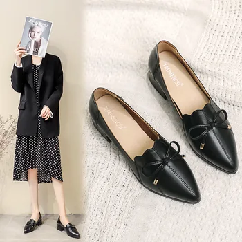 

Pointed Toe Bow-Knot Summer Shoes Ladies All-Match Casual Female Sneakers Shallow Mouth Shose Women Women's Heels Butterfly