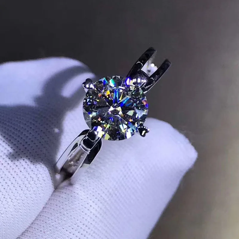

Special design 925 sterling silver Moissanite Ring Smooth setting Round Brilliant Cut moissanite Anniversary Engagement ring