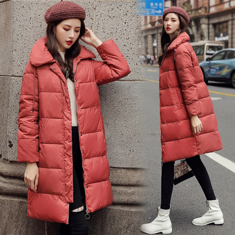 

Solid Color Young Natural Elegant Fashion Mid-length 2019 Autumn Elegant Cool Cotton-padded Clothes