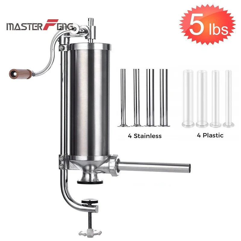 Billige 5 £ 2,5 kg Manuelle Wurst Füllen Fleisch Stuffer Edelstahl Wurst Füllung Maschine Hausgemachte Wurst Spritze Wurst Maker