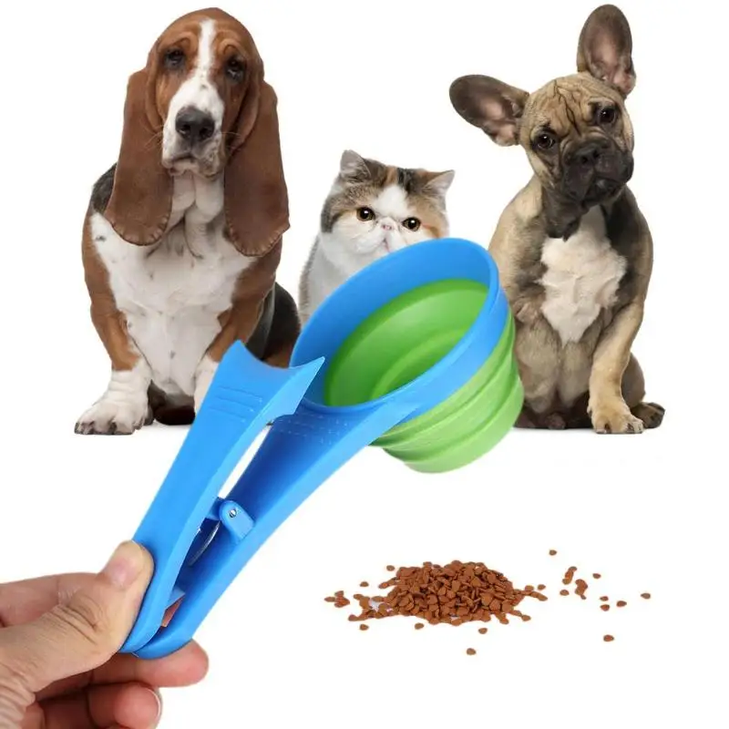 Multifunction Foldable Pet Cat Dog Feeders Bowl Food Scoop Spoon