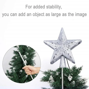 

3D Hollow Gold/Sliver Star Topper Projection Light with Built-in Rotating LED Ball for Christmas Tree Decoration PI669