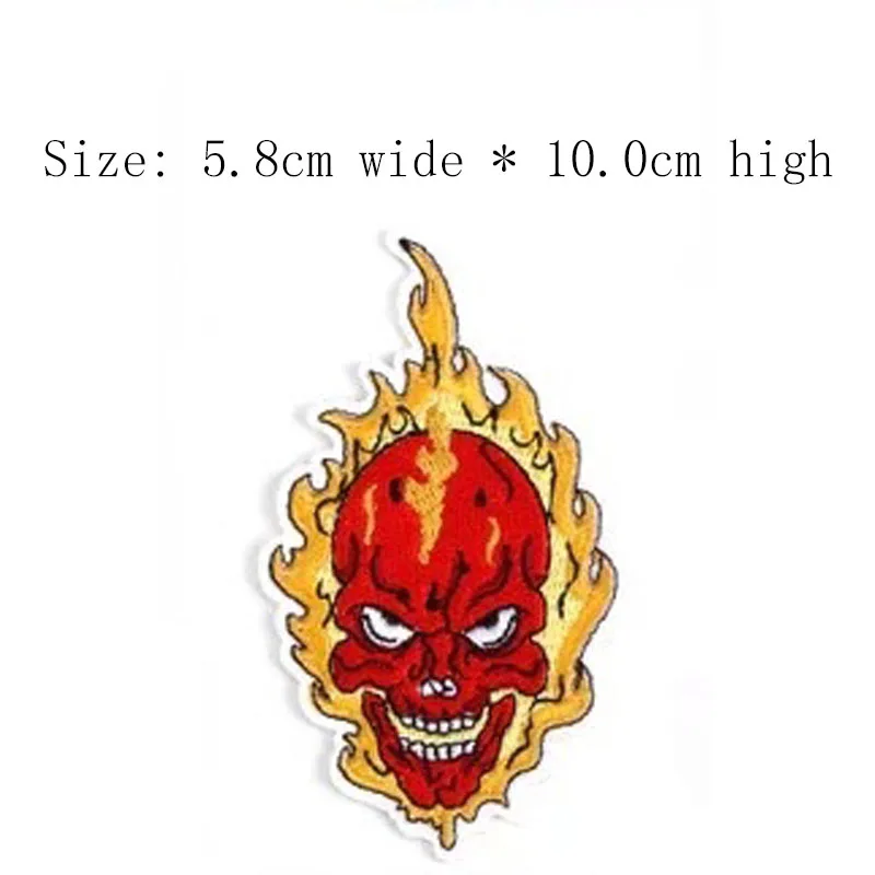 Вышитая нашивка с изображением дьявола пламени бесплатная доставка для левого