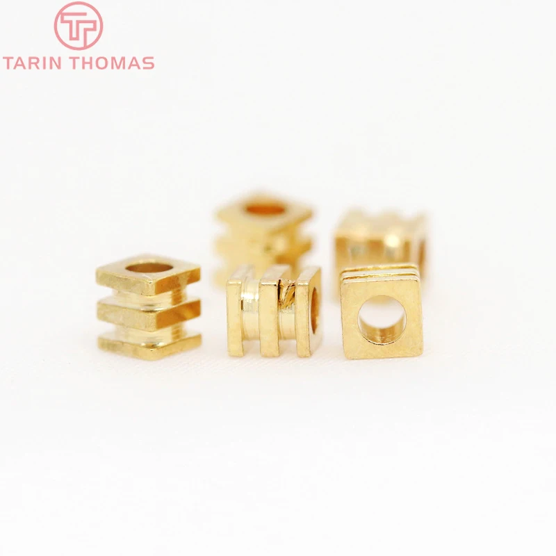 20PCS 3x3.5MM 24K Champagne Gold Color Plated Brass Square Beads Bracelet High Quality Diy Jewelry Accessories | Украшения и