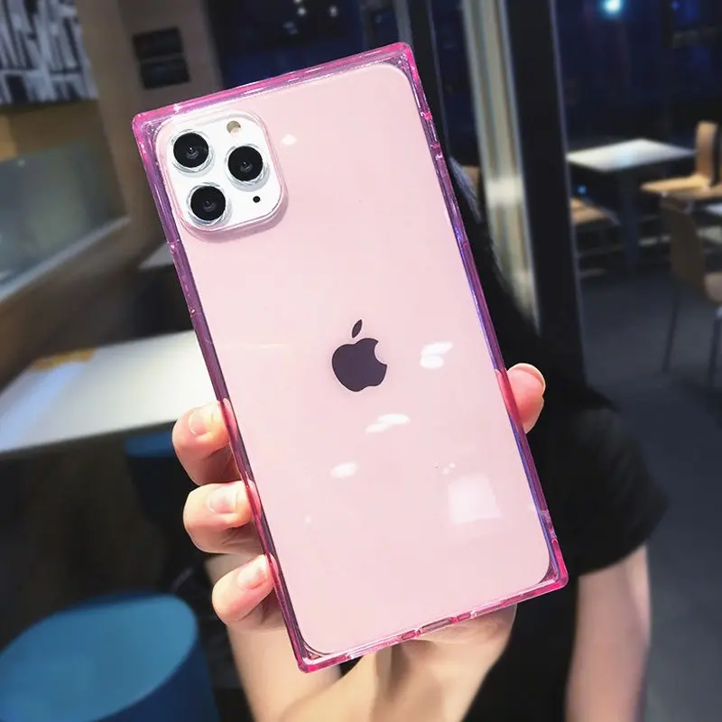 P Чехол Ottwn для iPhone 11, Прозрачный квадратный карамельный цвет для iPhone 7, 8, 6, 6s Plus, 11 Pro, X, XR, XS Max, чехол для телефона s, однотонный мягкий чехол из ТПУ - Цвет: P