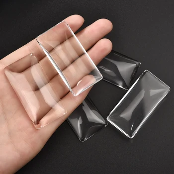 

10pcs Rectangle 25x50mm Clear Glass Cabochons Fit Blank Base Setting For DIY Jewelry Making Accessories