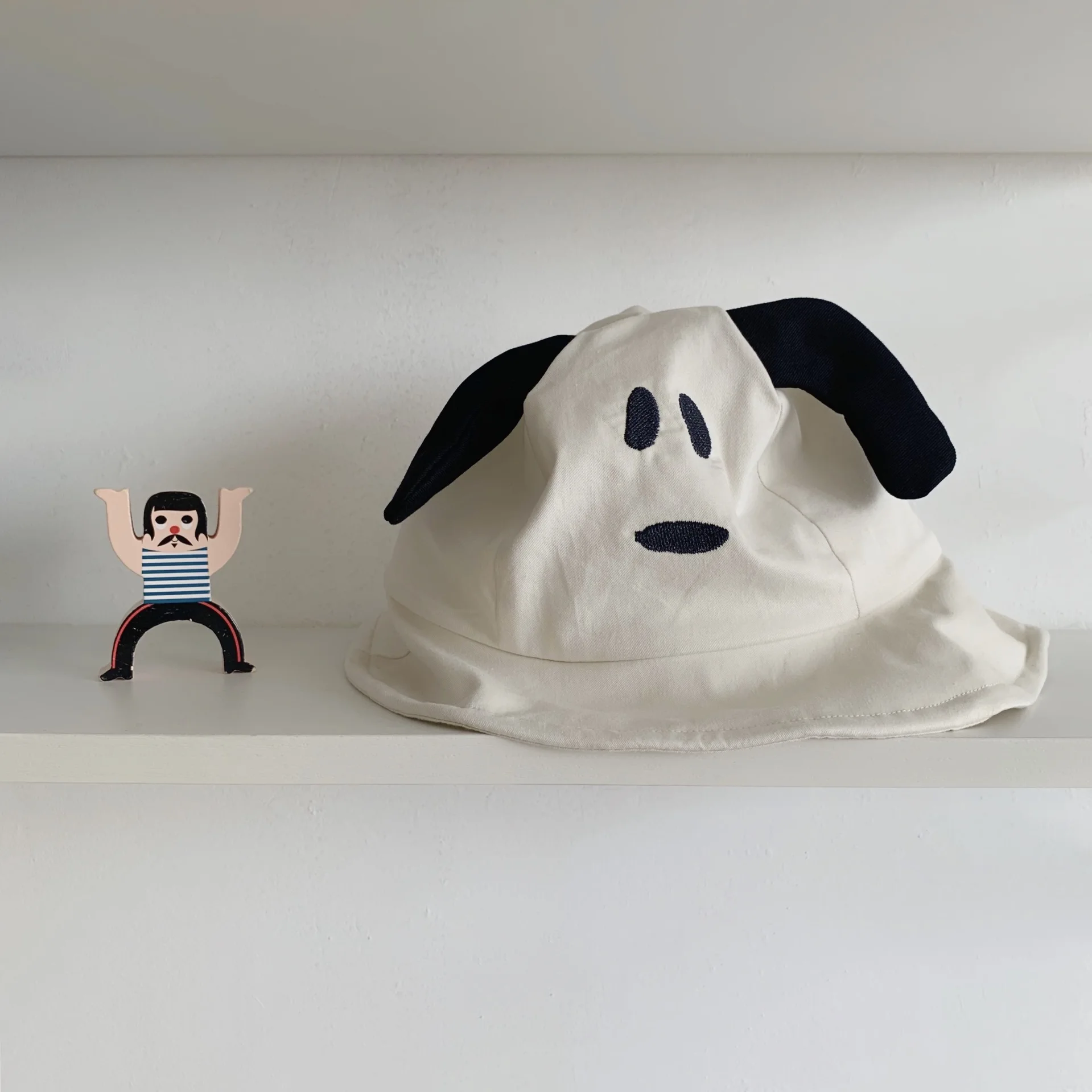 Kawaii хлопковая детская шапка в форме собаки, шляпы для маленьких мальчиков и девочек, детские реквизит для фотосъемки, аксессуары, ветронепроницаемая шляпа-ведро для весны и осени