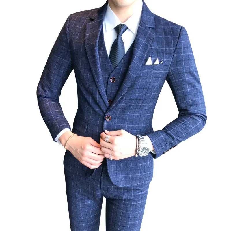 (Блейзер + брюки жилет) роскошный мужской костюм из 3 предметов модное бутиковое