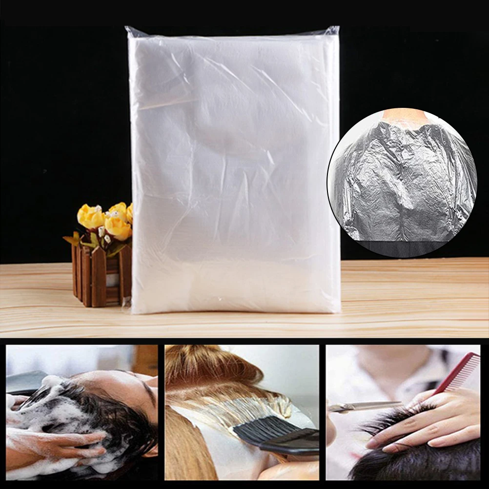 Haircut Cape Hairdressing Cape 50 Pcs Salon Hair Dyeing Antifouling Shawl Disposable Plastic Barber Shawl Cape Hairdressing Supply