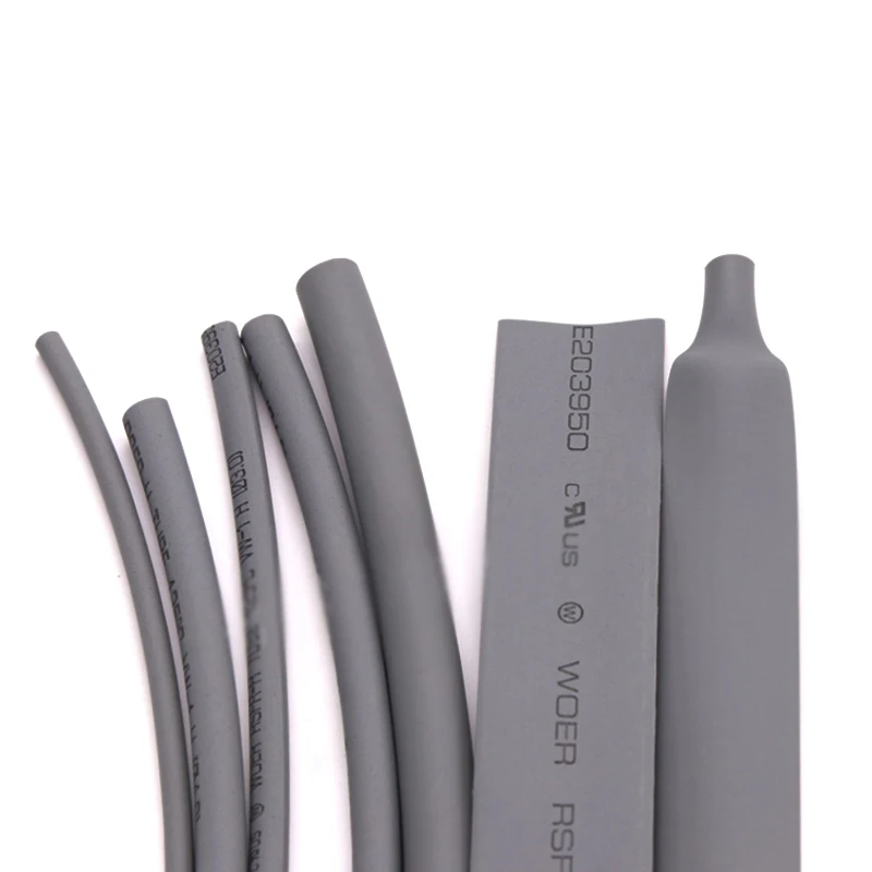 1-10Meters 2:1 Shrink Grey Heat Shrinkable Tube Φ1 1.5 2 2.5 3 3.5 4 5mm to 50mm Polyethylene Cable Wire Electrical Sleeving