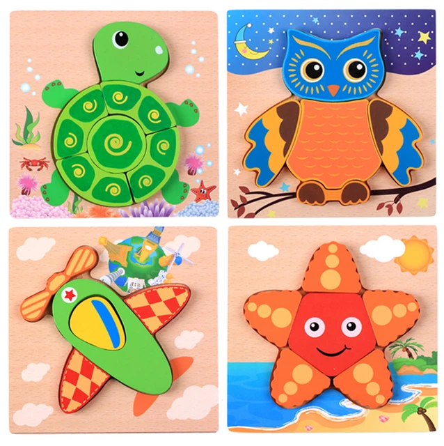Montessori Materials Children Jigsaw Board Educational Wooden Toys For Toddlers Puzzle Tangram Cartoon Owl Baby Toys 0-12 Months 5