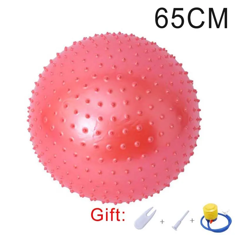 65cm Red Массажный мяч для йоги взрывозащищенный домашний Открытый Тренажерный зал Фитнес тренировочные мячи для пилатий тренажерный зал фитбол для баланса с бесплатным подарком - Цвет: 65cm Red