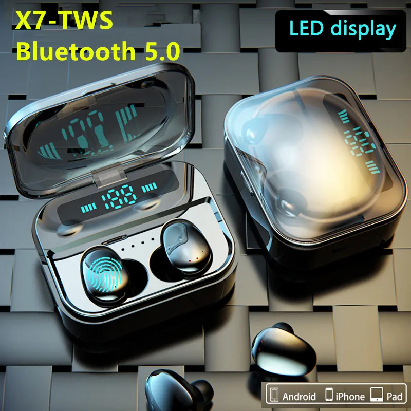 X7 TWS Bluetooth наушники V5.0 мини стерео беспроводные наушники гарнитура наушники водонепроницаемый светодиодный дисплей 2200 мАч зарядная коробка X7 TWS earphone bluetooth earphone 5.0 Earphones 8D Stereo wireless