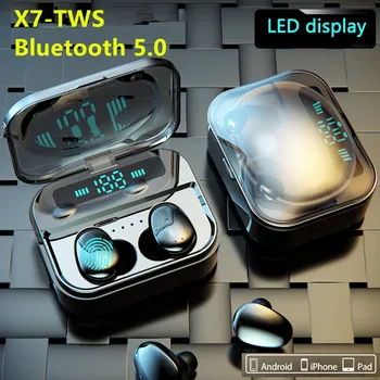 

X7 Wireless Earphones TWS Bluetooth 5.0 IPX7 Waterproof with Mic 2200mAh Charging Box Display 6D Stereo HiFi Wireless Earbuds