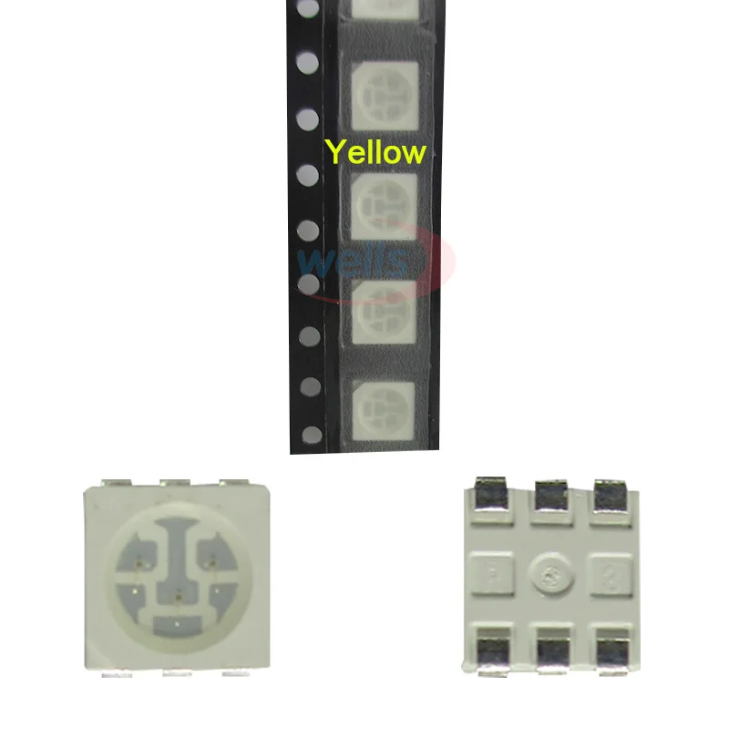 

1000 pcs PLCC-6 Yellow color led chip 586~589 5050 SMD 3-CHIPS LED Strip Light Lamp beads