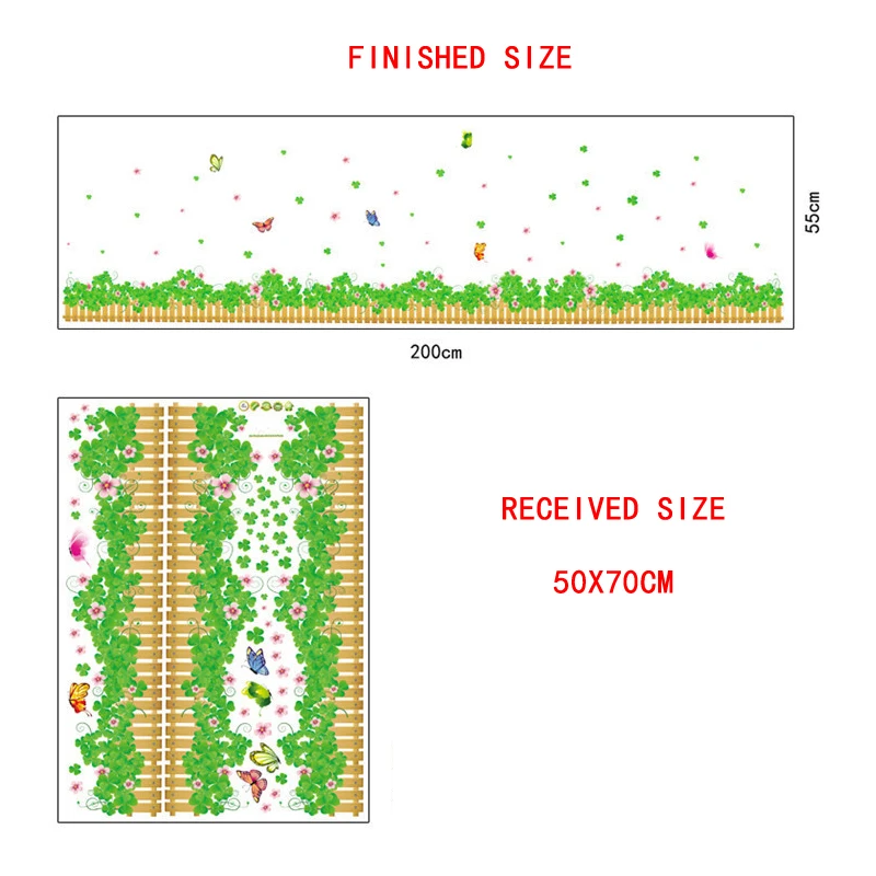 Плинтус, для стен наклейки зеленый травяной забор Glory Клевер домашний декор DIY виниловое панно для окно стеклянная комнатная угол