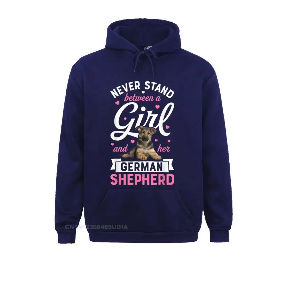 Hoodies Hoods Never Stand Between A Girl And Her German Shepherd T shirt T-Shirt__B10773 Fall Long Sleeve  Men's Sweatshirts Printed 2021 Popular Never Stand Between A Girl And Her German Shepherd T shirt T-Shirt__B10773navy