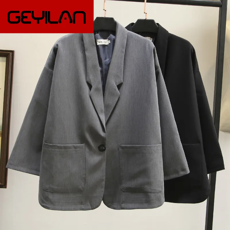 

Casual women's jacket small suit extra large size XL-4XL 2019 new autumn fashion loose solid color ladies blazer Women's tops