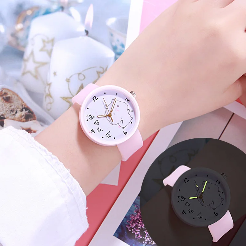 Pink 3 Кварцевые часы для женщин и детей, креативные Светящиеся Силиконовые Брендовые Часы для влюбленных, романтические подарки, часы Relogio Feminino, лидер продаж - Цвет: Pink 3