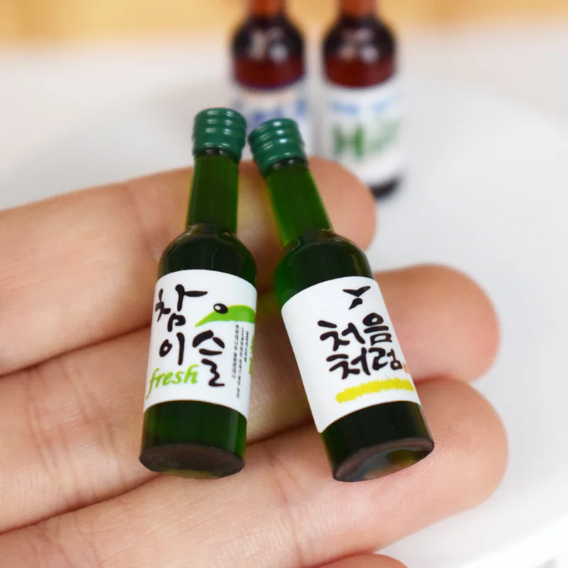 Dollhouse Miniature Korea Fruit Soju Wine Bottle Model Pretend Play Doll Food Drinks Blyth BJD Toy Accessories 1/6