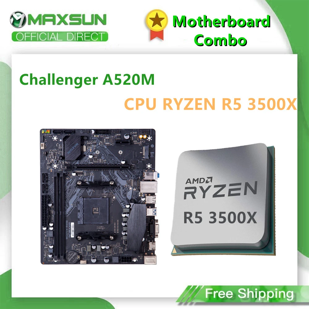 Maxsun For Desktop Motherboard Combo Challenger A5m Cpu Ryzen 5 3500x Without Cooler Motherboards Aliexpress
