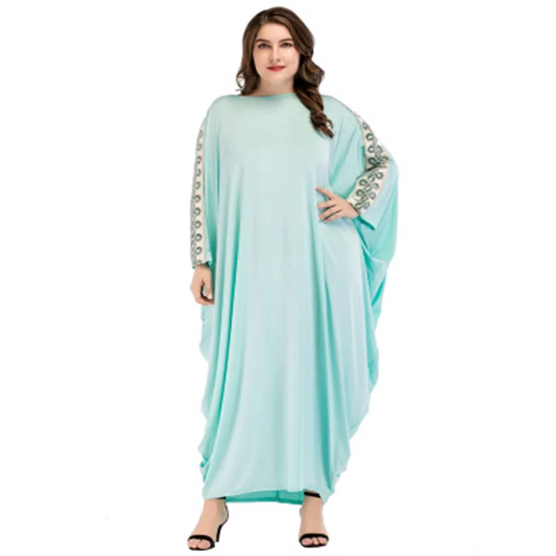 

Muslim Bat sleeves Moroccan Kaftan Dress robe longue Abaya Autumn Summer Long Hijab dress Dubai Soft patchwork Robe Factory