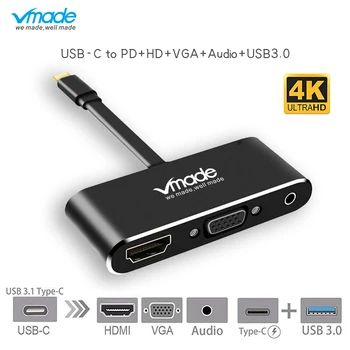 

Vmade USB Type C Hub To HDMI PD USB 3.0 Power Adapter For MacBook Pro 5-in 1 Multi Port USB Splitter Support Projector HD TV